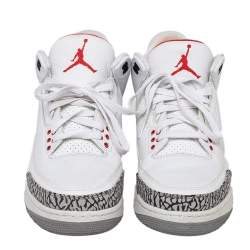Jordan White Leather Air Jordan 3 Retro Hall of Fame Sneakers Size 46