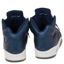 Air Jordan Metallic Blue/Bronze Leather Retro 5 Sneakers Size 41