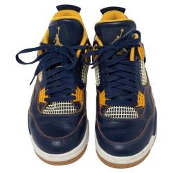 Jordan Navy Blue/Yellow Leather 4 Retro Dunk From Above Sneakers Size 41