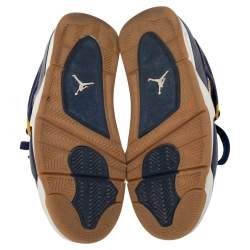 Jordan Navy Blue/Yellow Leather 4 Retro Dunk From Above Sneakers Size 41
