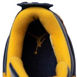 Jordan Navy Blue/Yellow Leather 4 Retro Dunk From Above Sneakers Size 41