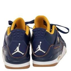 Jordan Navy Blue/Yellow Leather 4 Retro Dunk From Above Sneakers Size 41