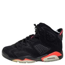 Pre Owned Air Jordan Black Nubuck Leather 6 Retro  Infrared  High Top Sneakers Size 41