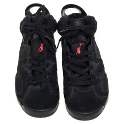 Pre Owned Air Jordan Black Nubuck Leather 6 Retro  Infrared  High Top Sneakers Size 41