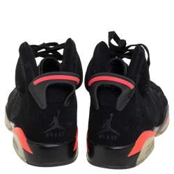 Pre Owned Air Jordan Black Nubuck Leather 6 Retro  Infrared  High Top Sneakers Size 41