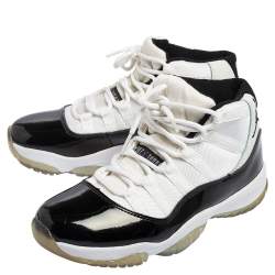 Air Jordan Black/White Fabric and Patent Leather Jordan 11 Retro Concord Sneakers Size 41