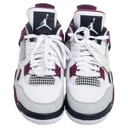 Air Jordan White Leather 4 Retro Paris Saint Germain High Top Sneakers Size 40