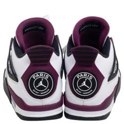 Air Jordan White Leather 4 Retro Paris Saint Germain High Top Sneakers Size 40