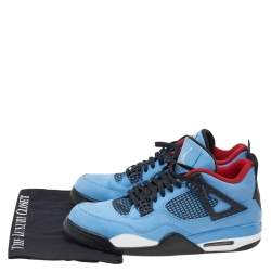 Pre Owned Jordan x Travis Scott Blue Nubuck Leather Air Jordan 4 Retro Cactus Jack Sneakers Size 47