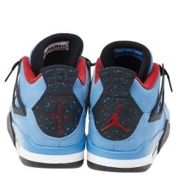 Pre Owned Jordan x Travis Scott Blue Nubuck Leather Air Jordan 4 Retro Cactus Jack Sneakers Size 47