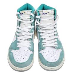 Air Jordan Turbo Green/White Suede And Leather Jordan 1 Retro High Sneakers Size 47