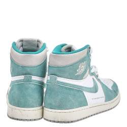 Air Jordan Turbo Green/White Suede And Leather Jordan 1 Retro High Sneakers Size 47