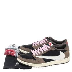 Travis Scott x Air Jordan Brown/Black Nubuck Leather Air Jordan 1 Low Dark Mocha Sneaker Size 47