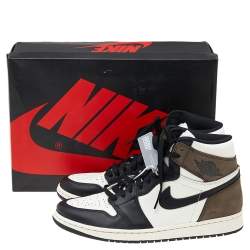 Air Jordan x Nike Tricolor Leather Air Jordan 1 Retro High OG Dark Mocha High Top Sneakers Size 44