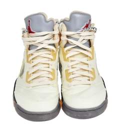 Off White x Air Jordan Cream Mesh Air Jordan 5 Retro Sail High Top Sneakers Size 47.5