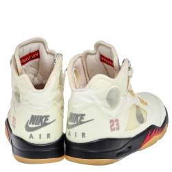 Off White x Air Jordan Cream Mesh Air Jordan 5 Retro Sail High Top Sneakers Size 47.5