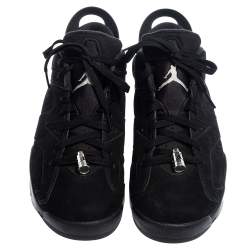Air Jordan Black Suede Chrome Jordan 6 Retro Low Sneakers Size 42.5