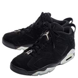 Air Jordan Black Suede Chrome Jordan 6 Retro Low Sneakers Size 42.5
