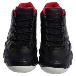 Pre Owned Air Jordan Black/Gym Red Leather Jordan 9 Retro Low Sneakers Size 42.5
