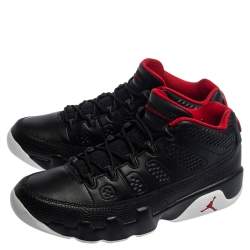Pre Owned Air Jordan Black/Gym Red Leather Jordan 9 Retro Low Sneakers Size 42.5