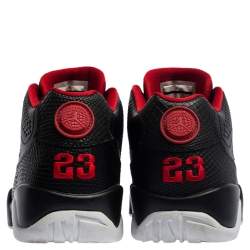 Pre Owned Air Jordan Black/Gym Red Leather Jordan 9 Retro Low Sneakers Size 42.5