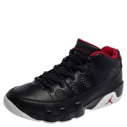 Pre Owned Air Jordan Black/Gym Red Leather Jordan 9 Retro Low Sneakers Size 42.5