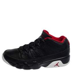 Pre Owned Air Jordan Black/Gym Red Leather Jordan 9 Retro Low Sneakers Size 42.5