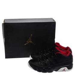 Pre Owned Air Jordan Black/Gym Red Leather Jordan 9 Retro Low Sneakers Size 42.5