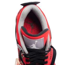 Pre Owned Air Jordan Fire Red/Black Nubuck Leather Toro Bravo Jordan 4 Retro Sneakers Size 42
