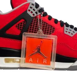 Pre Owned Air Jordan Fire Red/Black Nubuck Leather Toro Bravo Jordan 4 Retro Sneakers Size 42