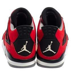 Pre Owned Air Jordan Fire Red/Black Nubuck Leather Toro Bravo Jordan 4 Retro Sneakers Size 42