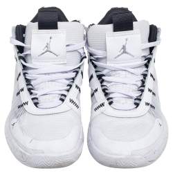 Nike Air Jordan White/Black Leather And Mesh High Top Sneakers Size 43