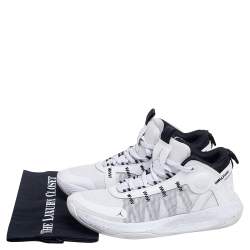 Nike Air Jordan White/Black Leather And Mesh High Top Sneakers Size 43