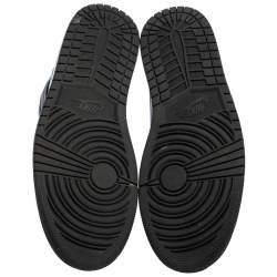 Pre Owned Air Jordan 1 White/Black Racer Blue Leather and Fabric Mid Sneakers Size 46