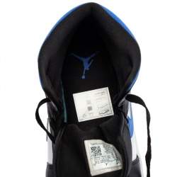 Pre Owned Air Jordan 1 White/Black Racer Blue Leather and Fabric Mid Sneakers Size 46