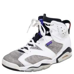 Air Jordan Grey/White Suede And Leather Retro 5 Sneakers Size 44