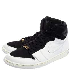 Air Jordan 1 White/Black Nubuck and Leather Retro High Equality Sneakers Size 47.5