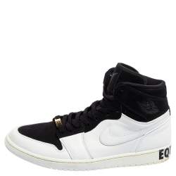 Air Jordan 1 White/Black Nubuck and Leather Retro High Equality Sneakers Size 47.5