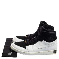 Air Jordan 1 White/Black Nubuck and Leather Retro High Equality Sneakers Size 47.5