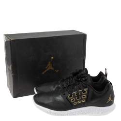 Pre Owned Air Jordan Black Perforated Leather Grind Sneakers Size 47.5