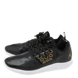 Pre Owned Air Jordan Black Perforated Leather Grind Sneakers Size 47.5