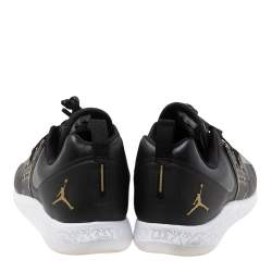 Pre Owned Air Jordan Black Perforated Leather Grind Sneakers Size 47.5