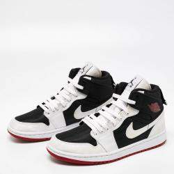Pre Owned Nike Jordan 1 Mid Black/White Canvas High Top Sneakers Size 40
