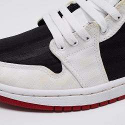 Pre Owned Nike Jordan 1 Mid Black/White Canvas High Top Sneakers Size 40