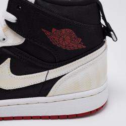 Pre Owned Nike Jordan 1 Mid Black/White Canvas High Top Sneakers Size 40