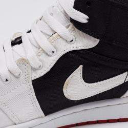 Pre Owned Nike Jordan 1 Mid Black/White Canvas High Top Sneakers Size 40