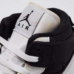 Pre Owned Nike Jordan 1 Mid Black/White Canvas High Top Sneakers Size 40