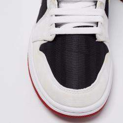 Pre Owned Nike Jordan 1 Mid Black/White Canvas High Top Sneakers Size 40