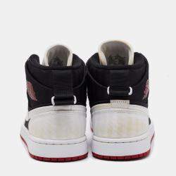 Pre Owned Nike Jordan 1 Mid Black/White Canvas High Top Sneakers Size 40