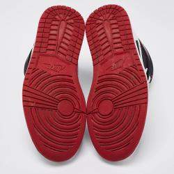 Pre Owned Nike Jordan 1 Mid Black/White Canvas High Top Sneakers Size 40